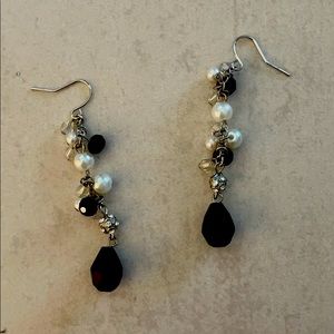 NEW WHBM dangling earrings w/ pearls & rhinestones
